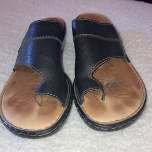 Born wedge Black Leather Sandals